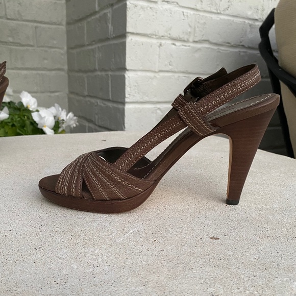 Banana Republic heels platform slingback brown 7.5 - Picture 4 of 16